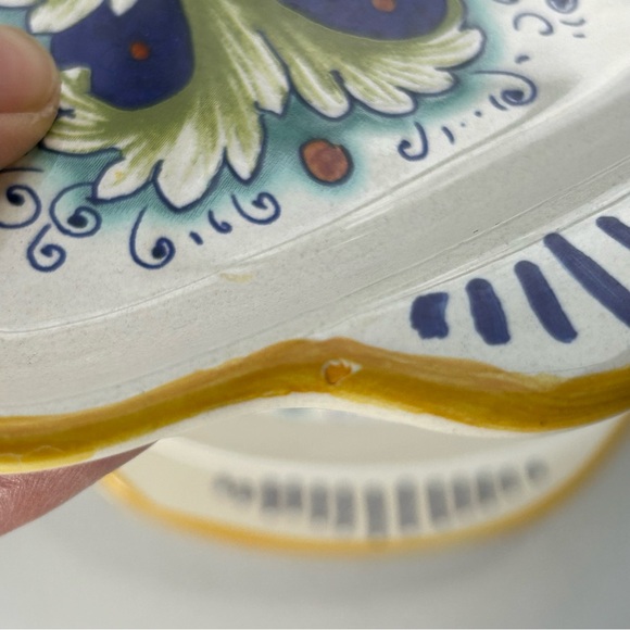 Ceramica Nova Deruta ceramic serving tray plate blue yellow handpainted Italian